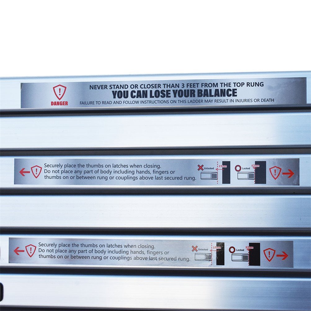 10.5-14.5ft Telescopic Extension Ladder Aluminum Folding Step Multi-Use 330 Lbs