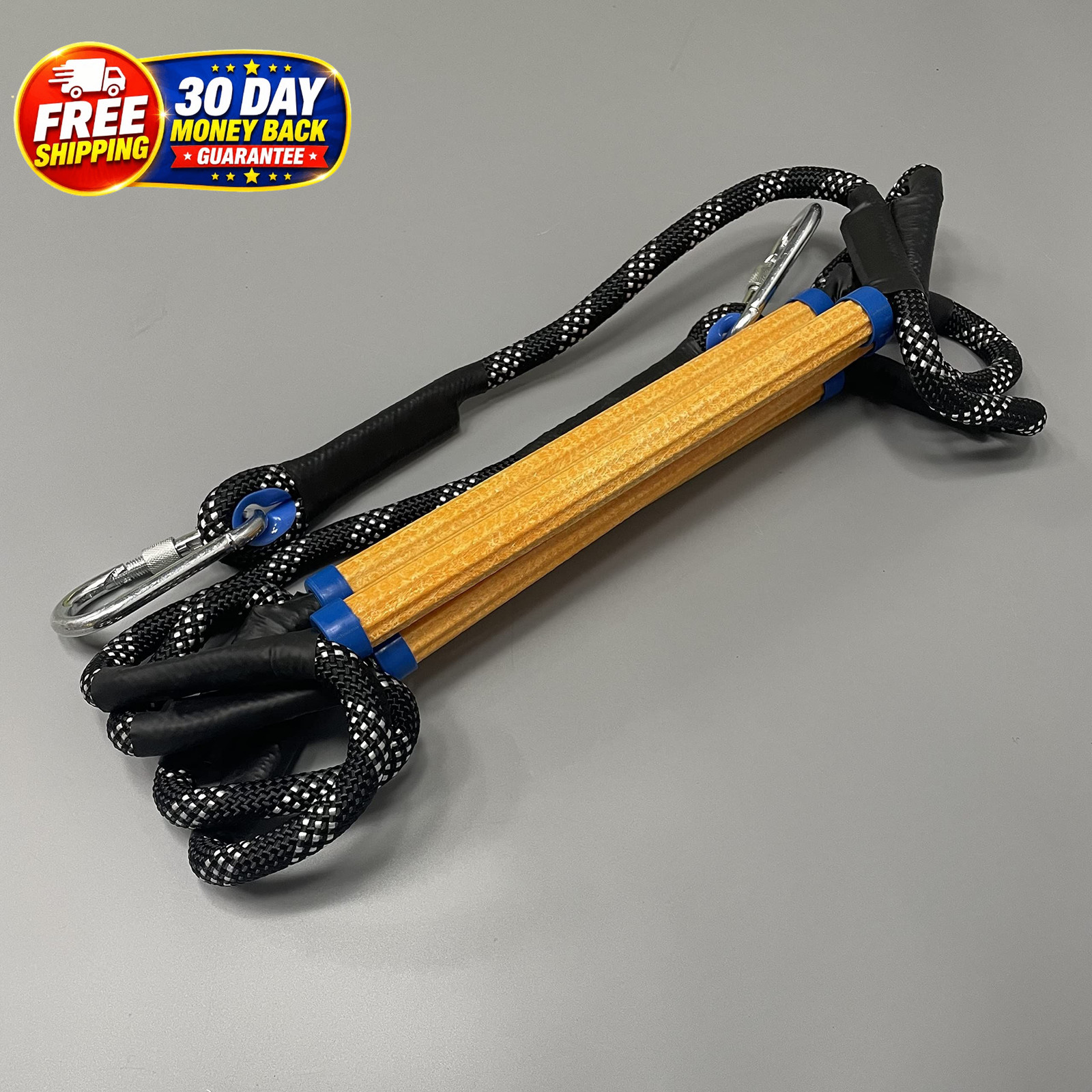 Boat Rope Ladder, Heavy Duty Climbing 4 STEP, Black, Yellow