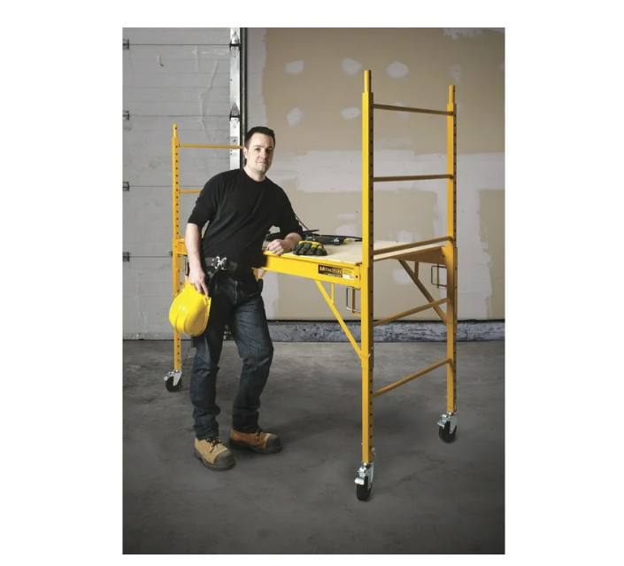 MetalTech 6 Foot Portable Jobsite Series Baker Scaffolding Locking Wheels Yellow
