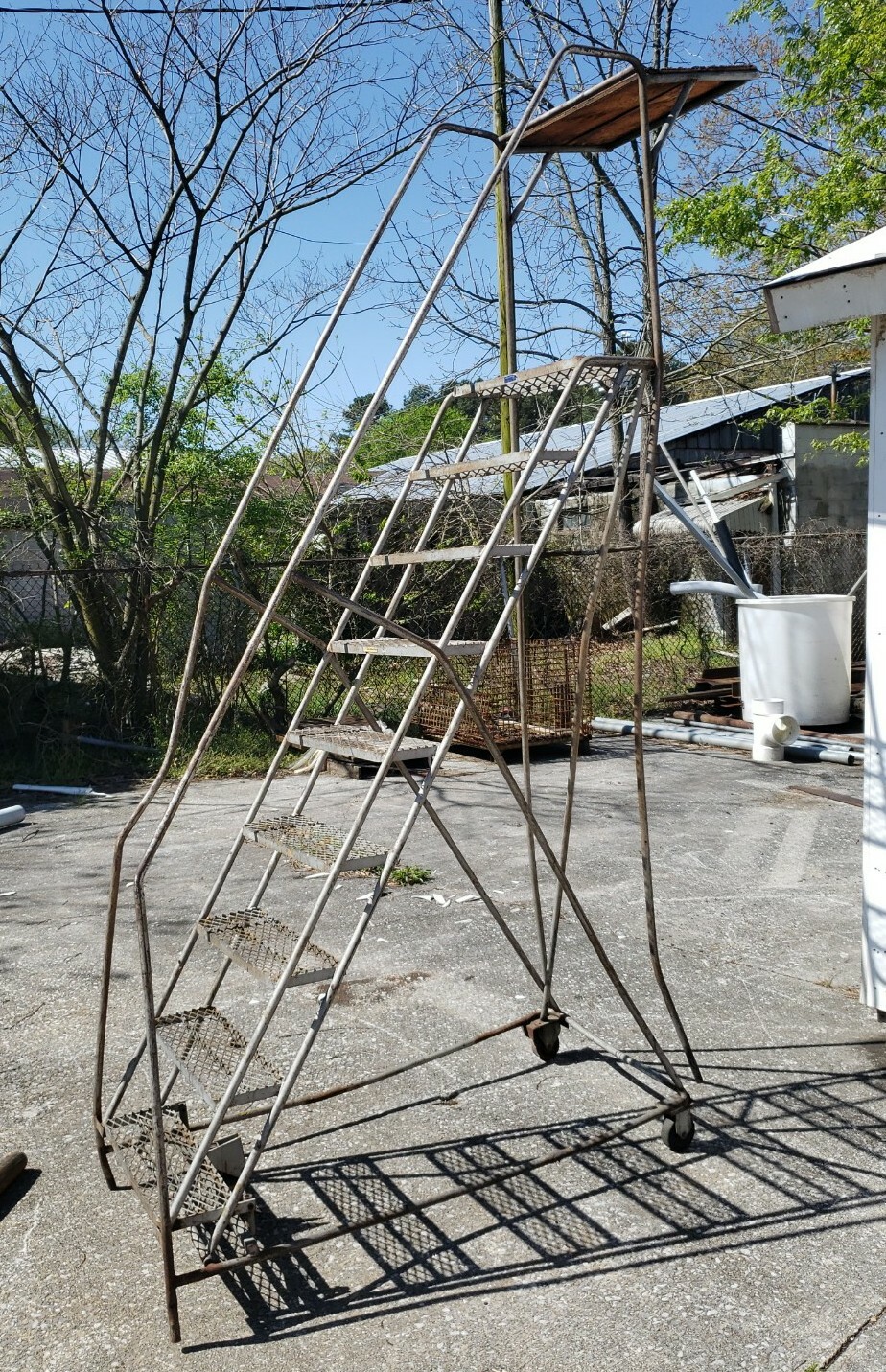 9-Step Rolling Staircase w/ Work Platform by Ballymore Corp – In Fair Condition!