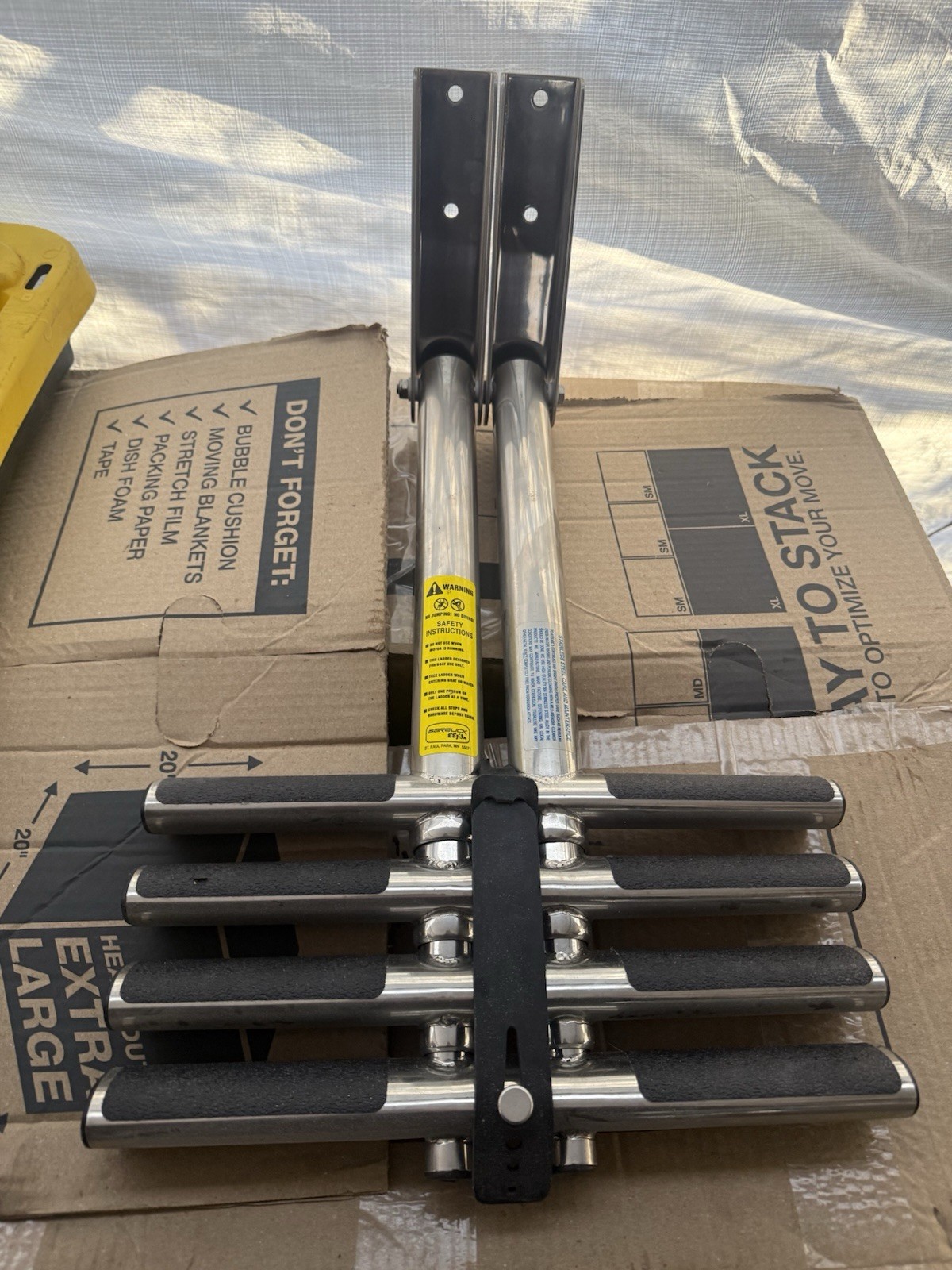 4-Step Telescoping Boarding Ladder Swiveling Flip-Up Design, 304 Stainless Steel