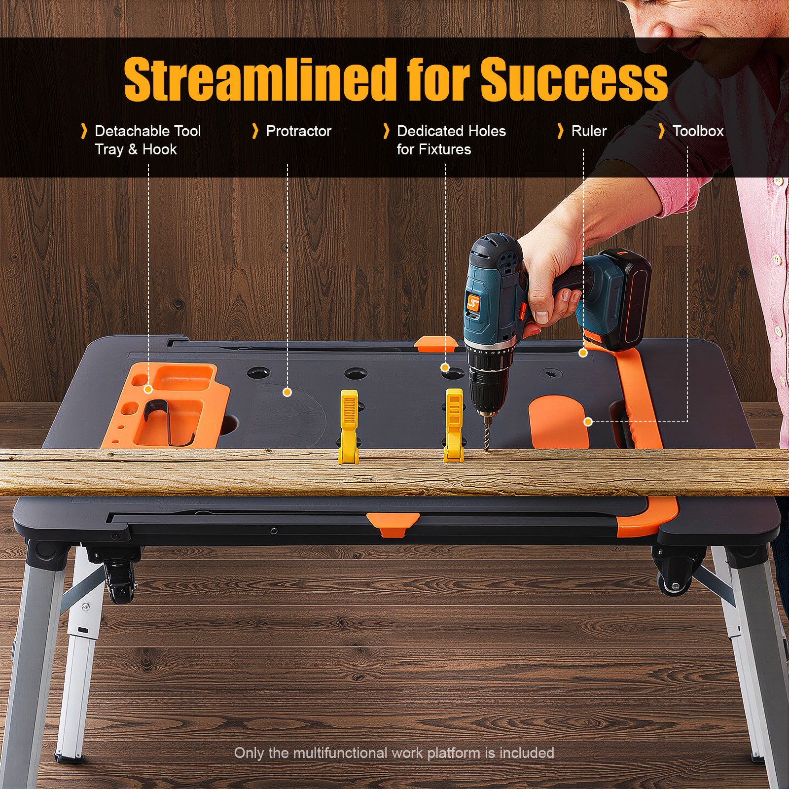 7-In-1 Workbench Portable Folding Work Table Multifunctional Workbench 250 kg