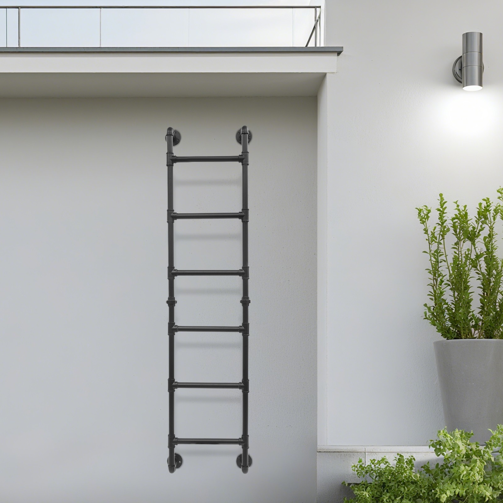 Ladder Bunk Bed Ladder 6-Steps Wall-mount Loft Attic Step Ladder 150kg/330.69lbs