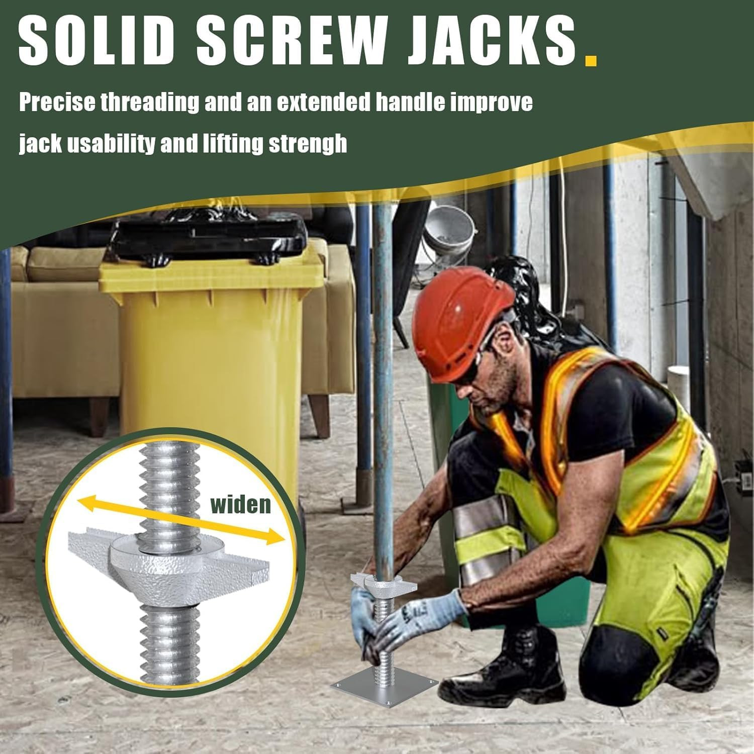4 Pack 24″ Adjustable Screw Scaffolding Jacks with Base Plate for Stability