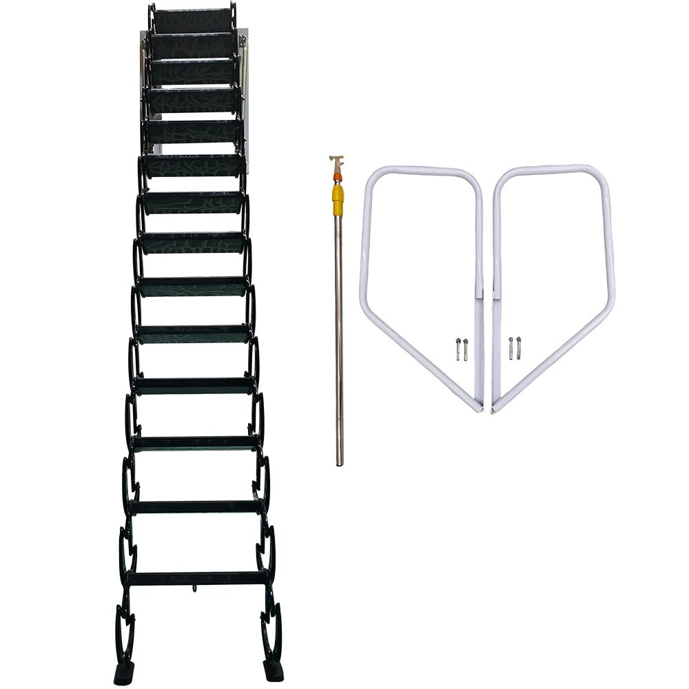 Wall Mounted Telescopic Folding Ladder Outdoor Foldable Stairs Attic Step Ladder