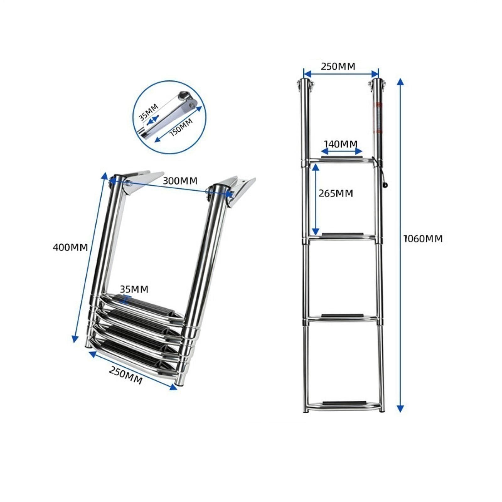 Boat Ladder Telescopic 4 Steps Portable Easy Installation Versatile Heavy Duty