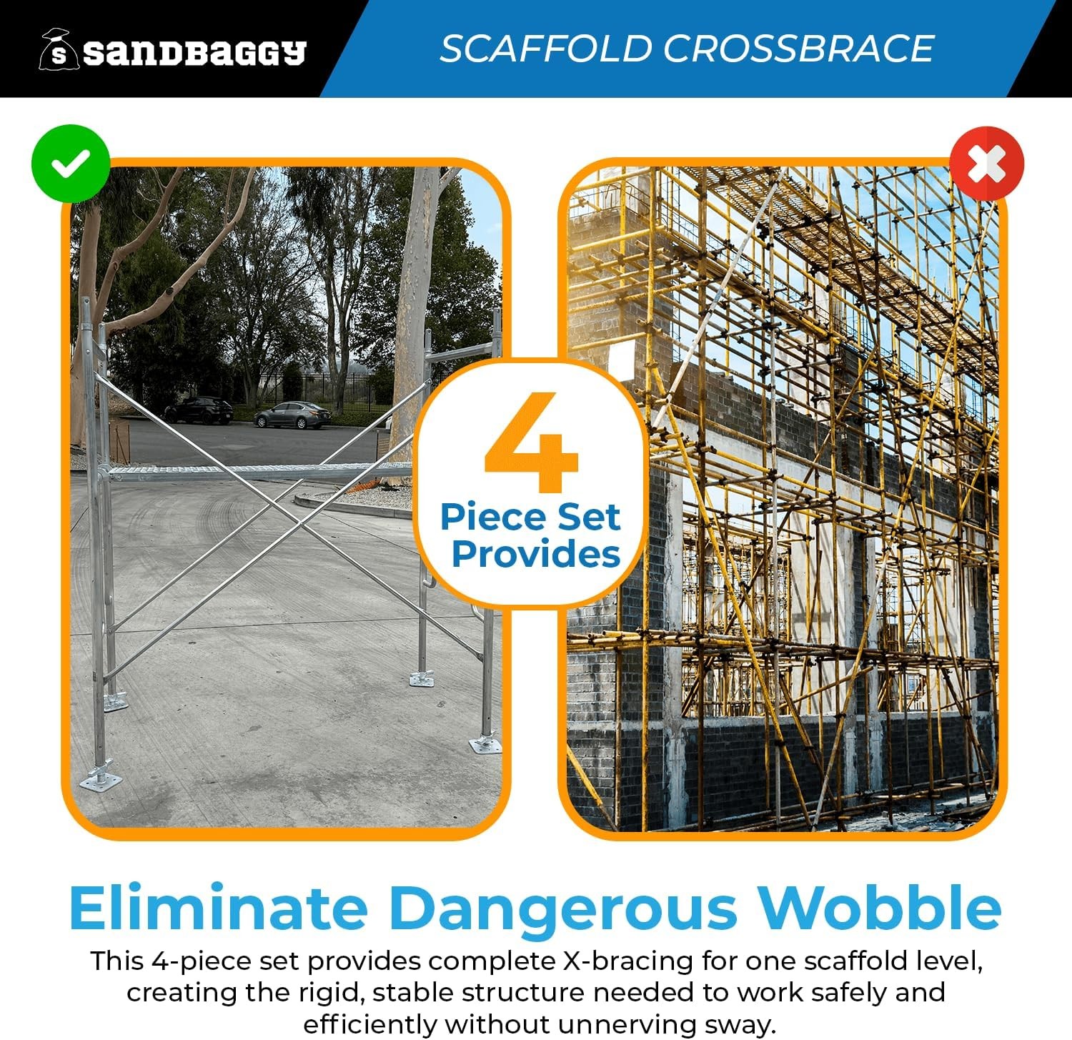 Scaffolding Cross Braces for 7′ x 4′ Frames | Steel Cross Brace – (1)