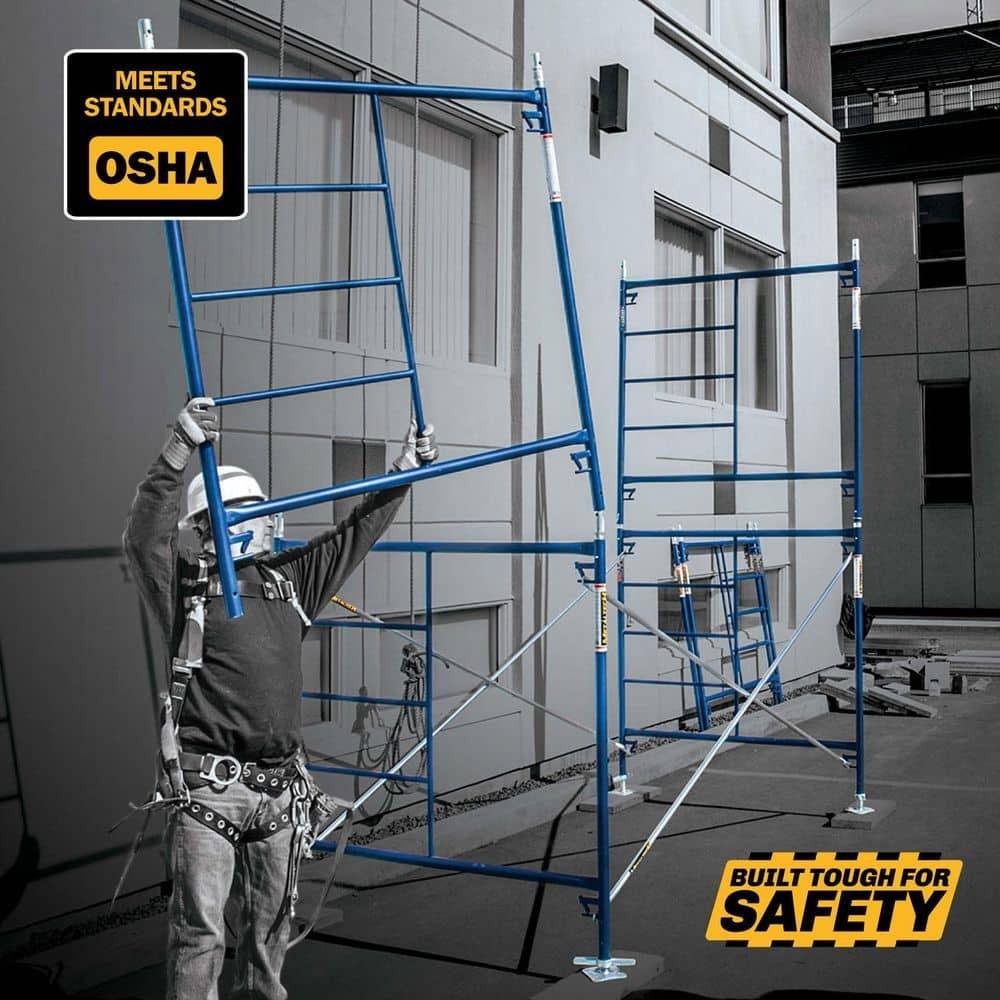 MetalTech Saferstack 1 Story Scaffold Frame Set 5x7x5ft Galvanized Braces