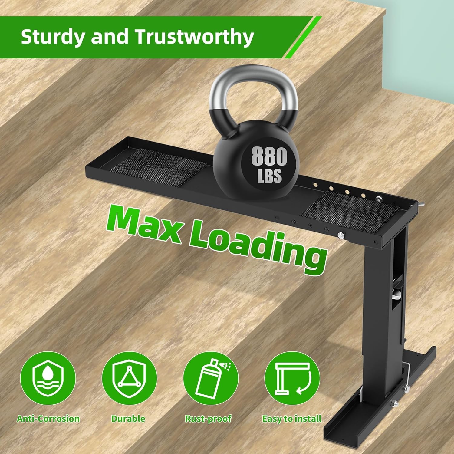 Ladder Leveler 880lb Capacity Adjustable Stabilizer for Extension Ladders Black