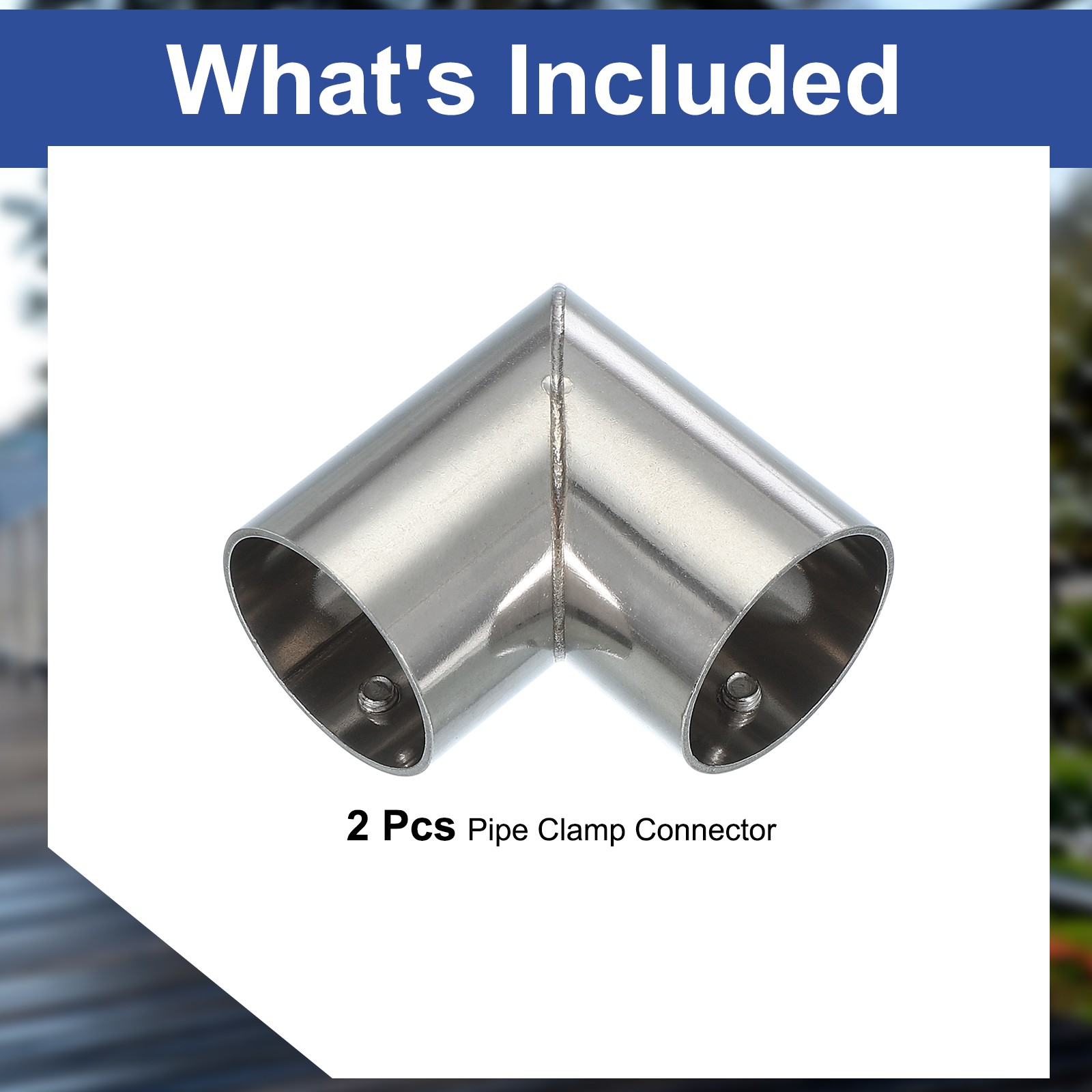 1″ 2 Way Pipe Clamp Connector, 2 Pcs L Shape Chain Fence Clamps, Silver