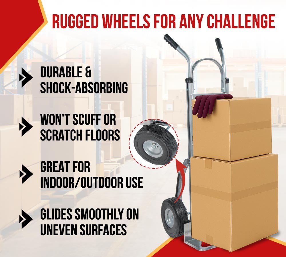 2Pk Aluminum Hand Truck Dolly w/ Dual Handle and 10″ Caster Wheels – 600lbs