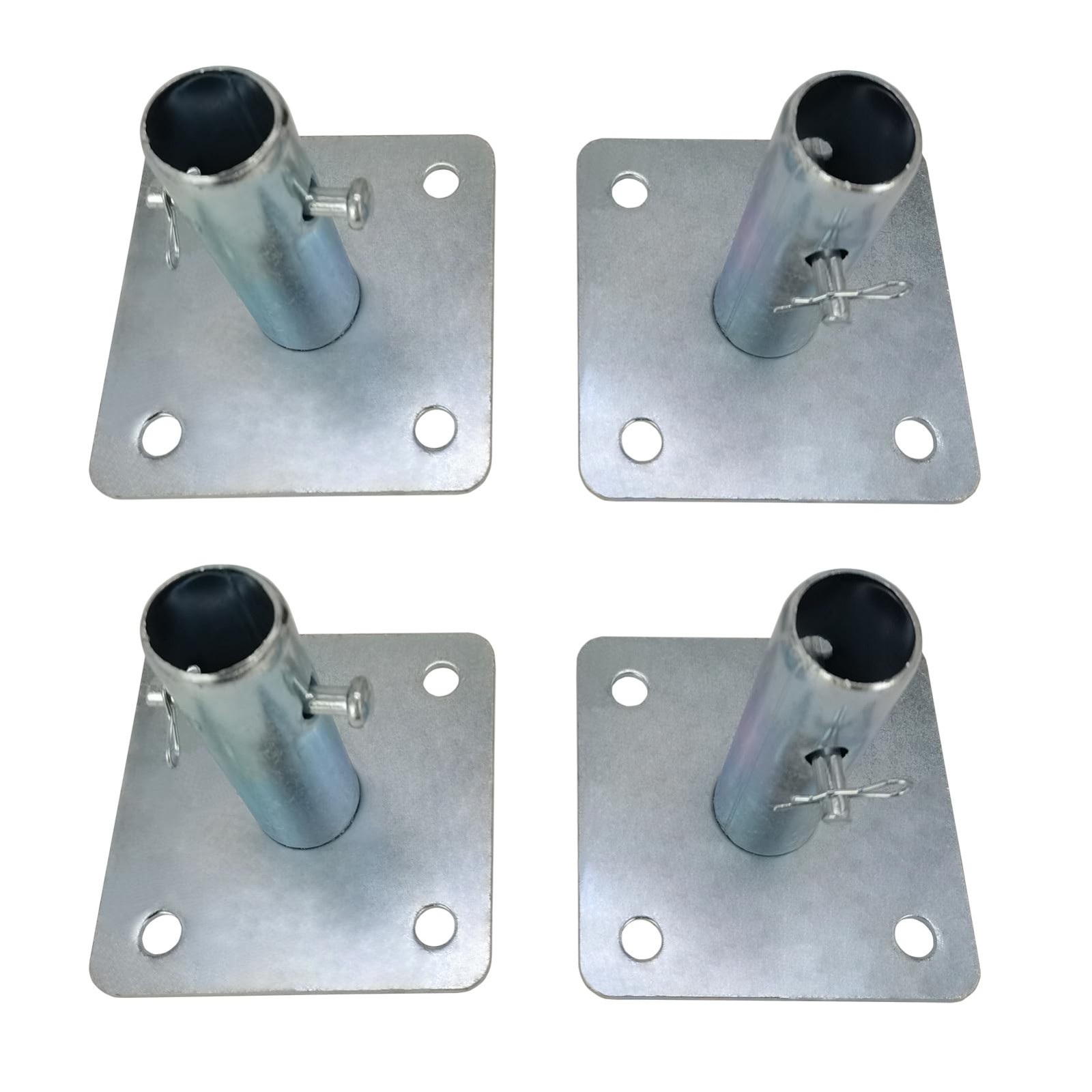 4 PCS Galvanized Scaffold Base Plates with Pins for Baker Style Scaffolding