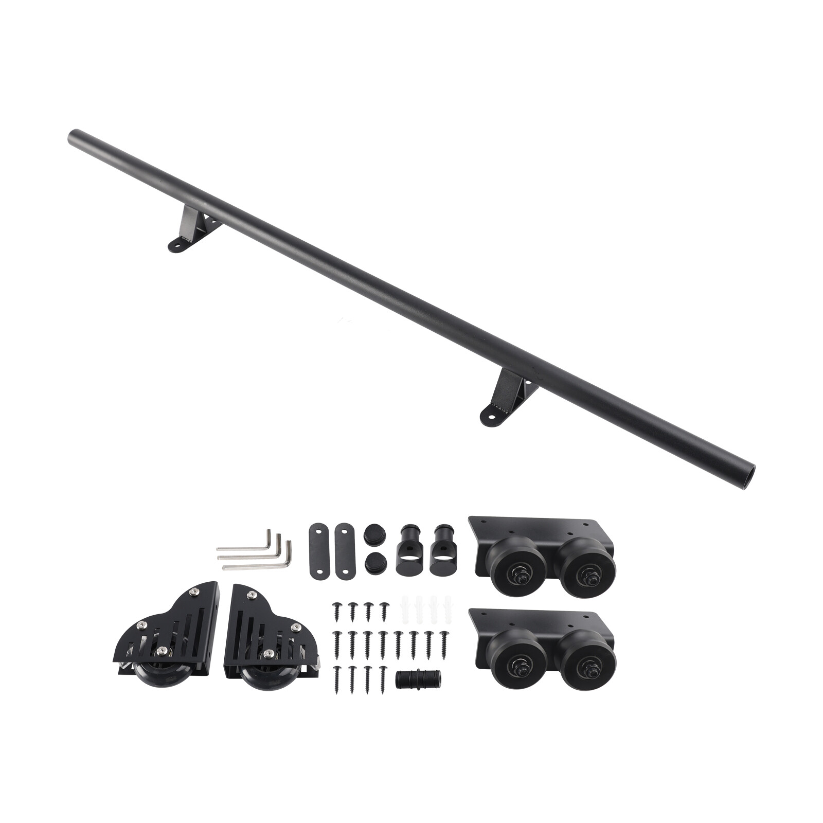 Rolling Library Sliding Ladder Hardware Kit with Brake 3.3FT Round Tube US
