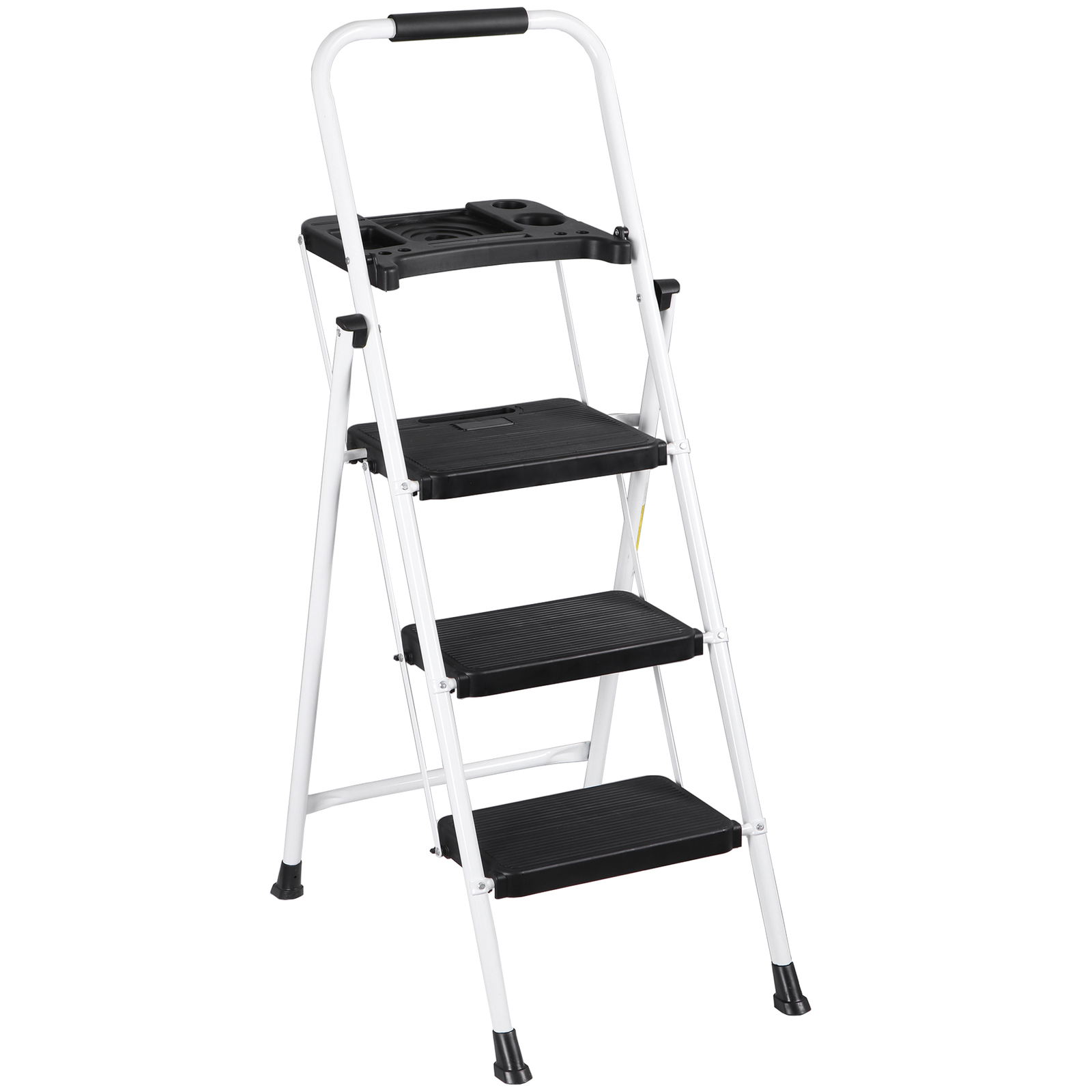 3 Step Ladder with Tool Tray Folding Step Stool with Wide Non-Slip Pedal 330lbs