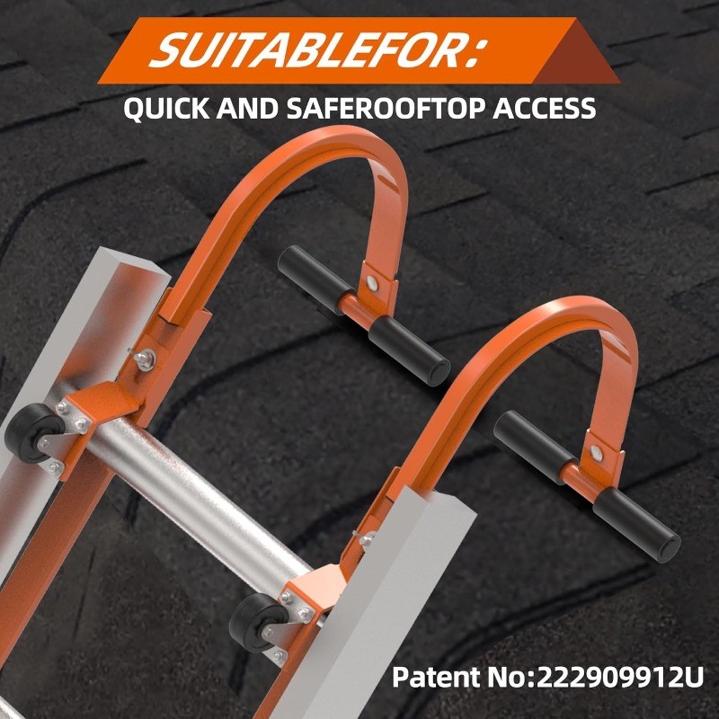 2 Pack Ladder Roof Hook with Wheel Heavy Duty Steel Ladder Stabilizer, Roof Ridg