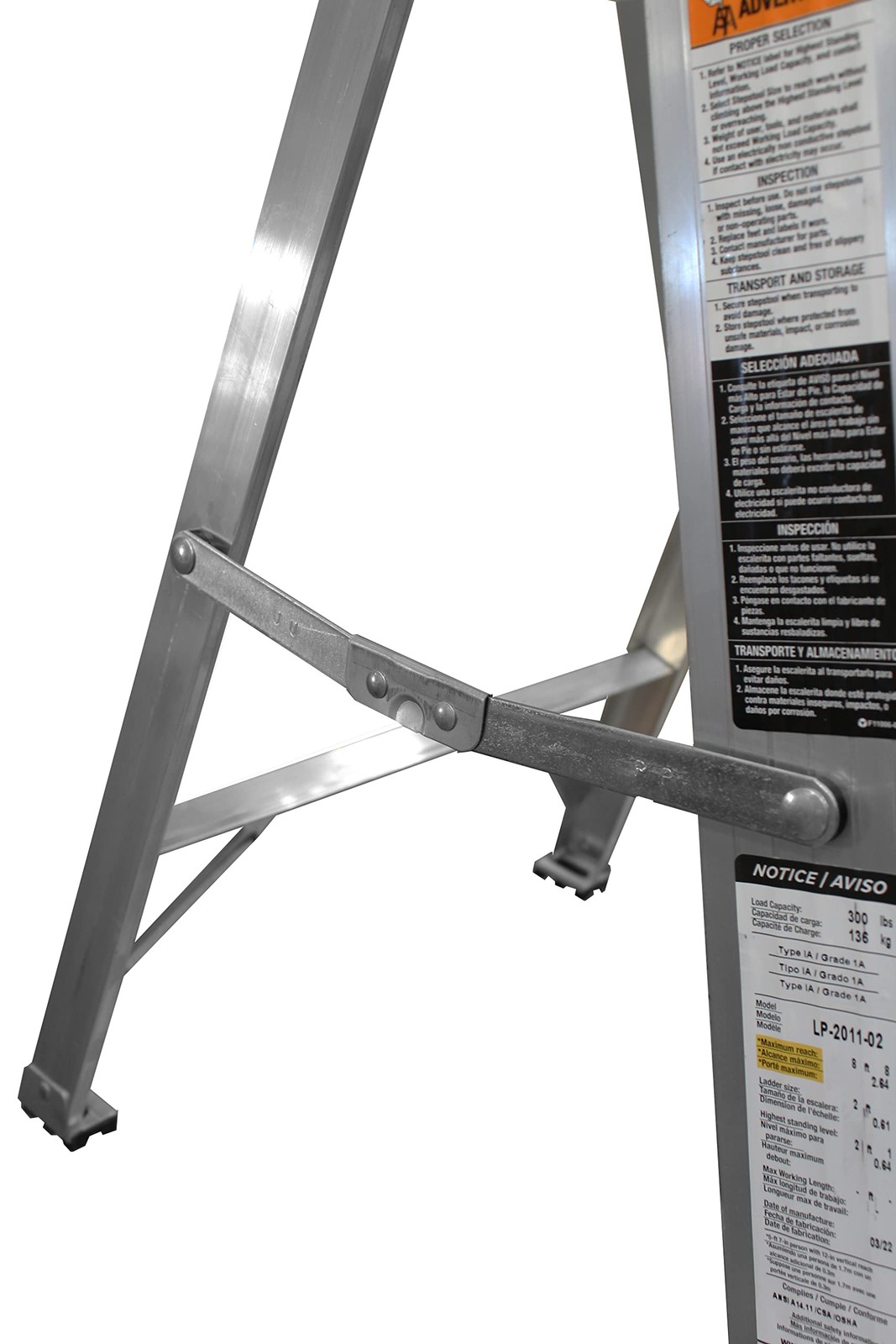 LITE 2-Foot Aluminum Step Stool Industrial, 300-Pound Load 2 feet, Silver