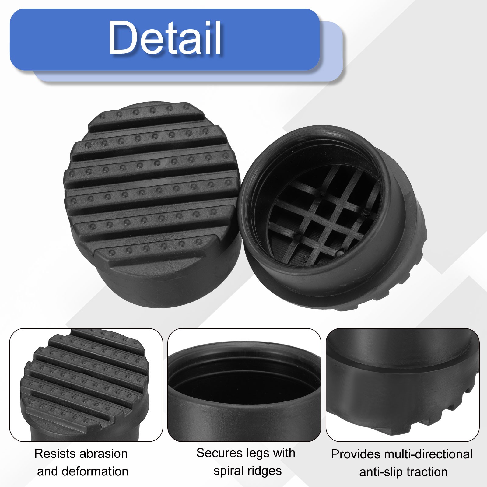 Non Slip Ladder Feet Mat, (1.89″, Black)(4Pcs), Rubber Anti Slip Feet Caps