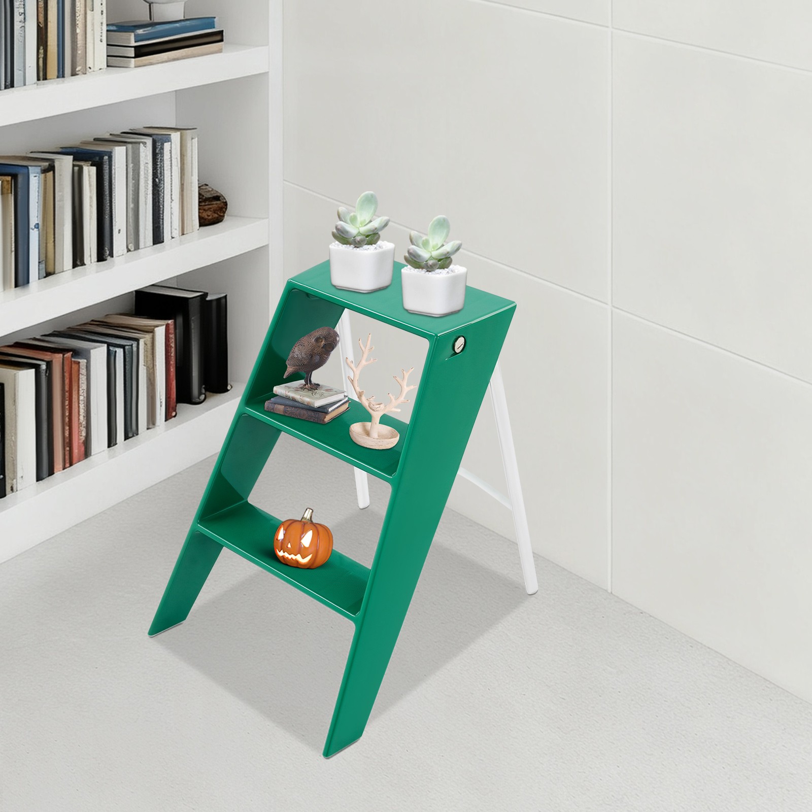 Folding 3-step Iron Stool For Adults Anti-slip Step Ladder Load-capacity 100kg