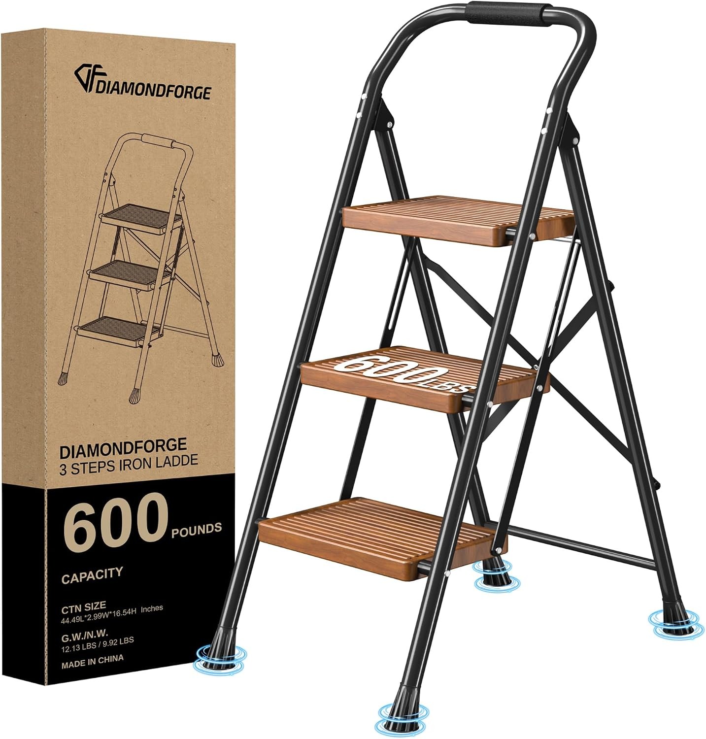 Step Ladder Foldable Folding Stool – for Home Adults Kitchen 3 Stepping