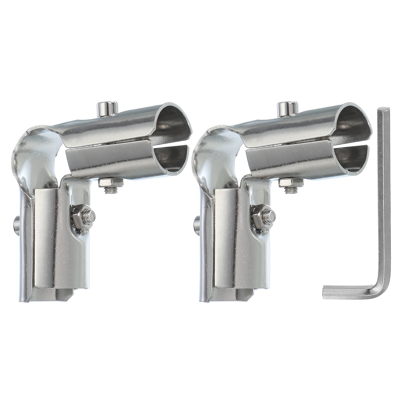 1″ 3 Way Pipe Clamp Connector, 2 Pcs L Shape Chain Fence Clamps, Silver