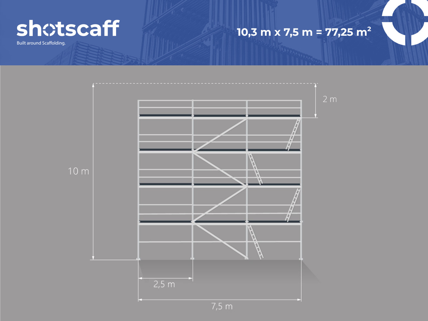 Scaffolding set for facade 77 m2 wooden floor 2.5 m scaff 74 free delivery!