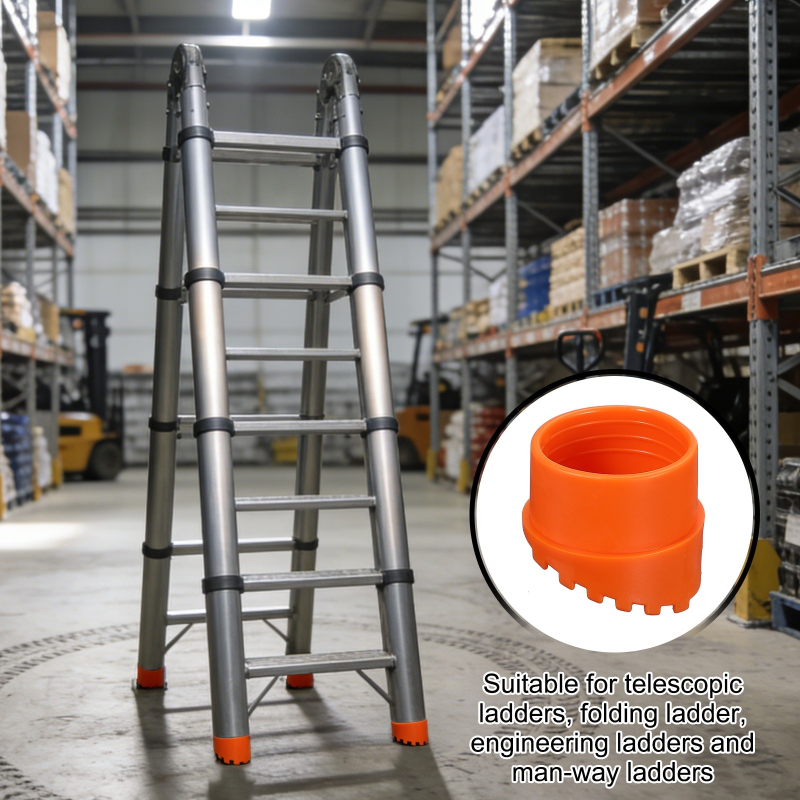Ladder Non Slip Feet Mat (39mm ID) (2Pcs), Rubber Round Step Ladder Foot, Orange