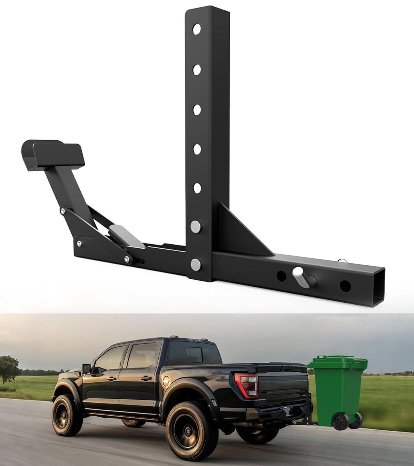 ELITEWILL New Trash Can Hauler Hitch Trash Can Transporter,Wheeled Garbage Ca…