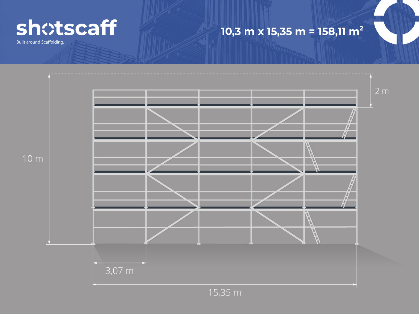 Scaffolding set for facade 10 x 15.35 158 m2 SCAFF 73 free shipping nationwide!