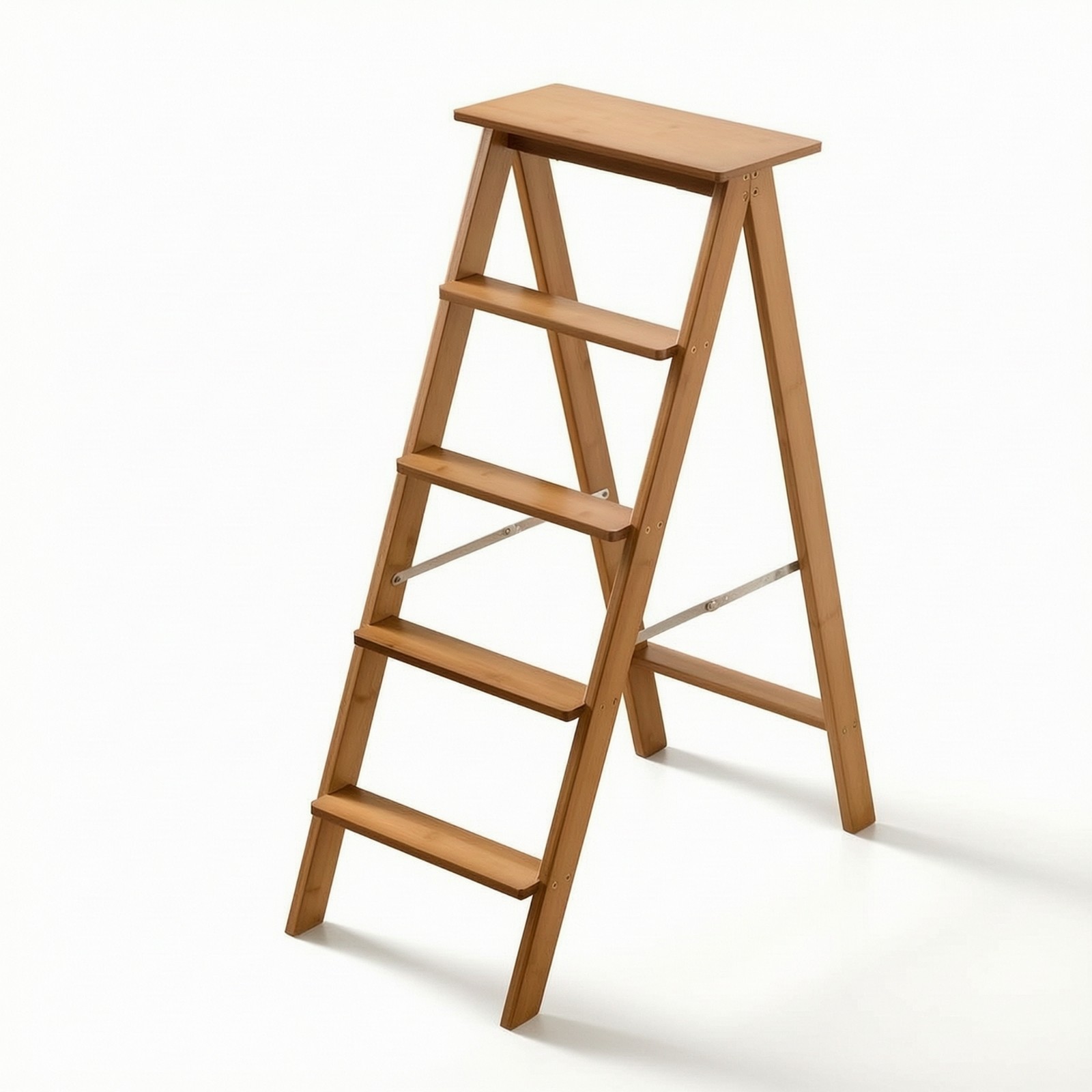 Five-Step Ladder Stable Folding Step Stool Compact for Library, Closet