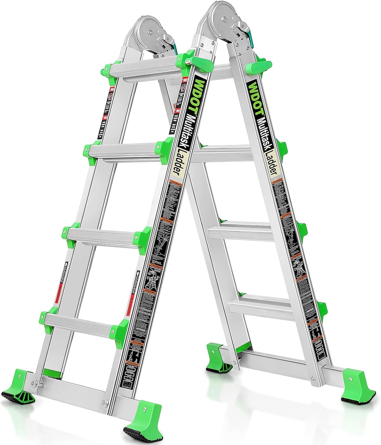 Ladder, Extension Ladders for Home Stairs 14 Ft, 4 Step Multi 14 FT, Green