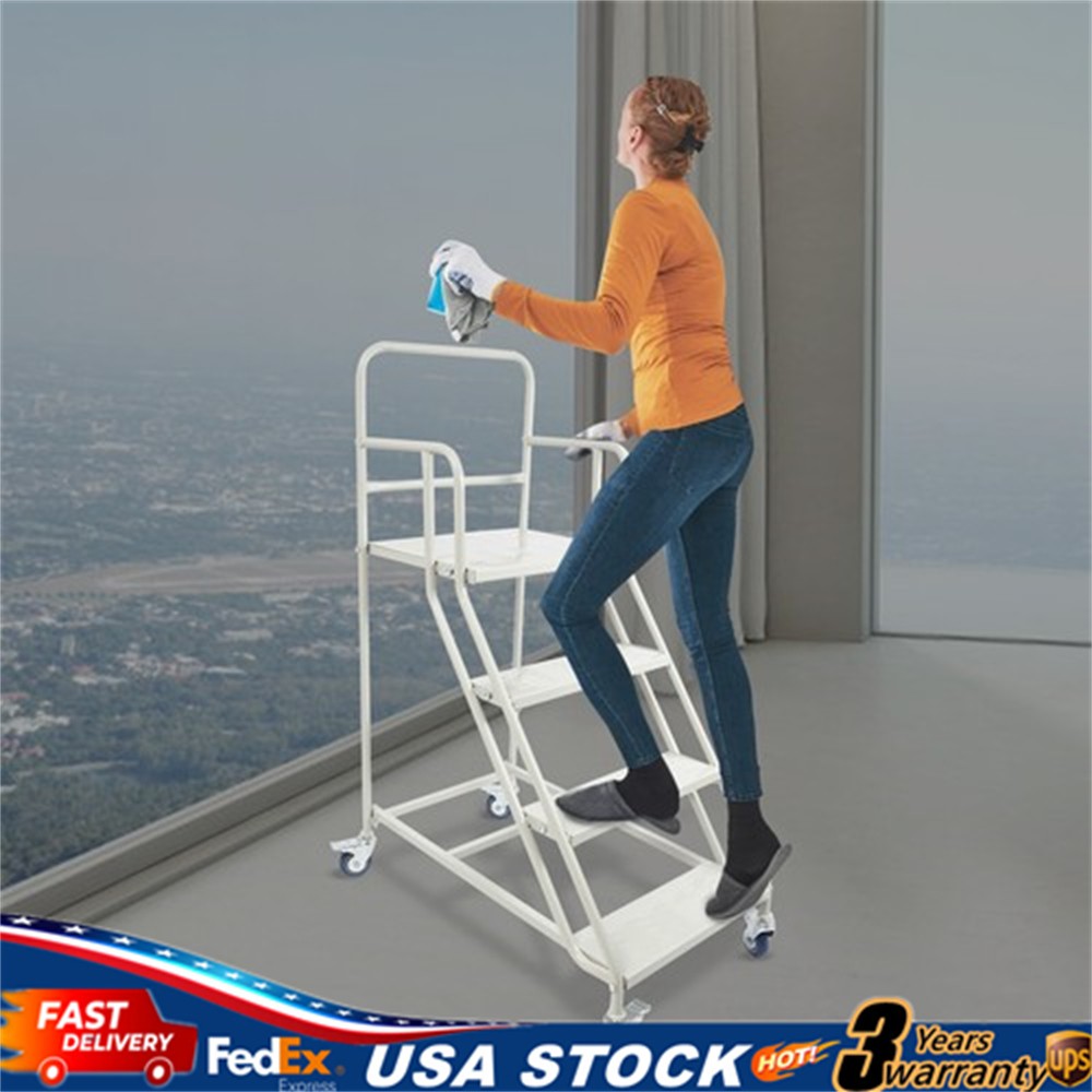 400kg 4 Step Rolling Stair Industrial & Warehouse Stair Ladder Floor Standing