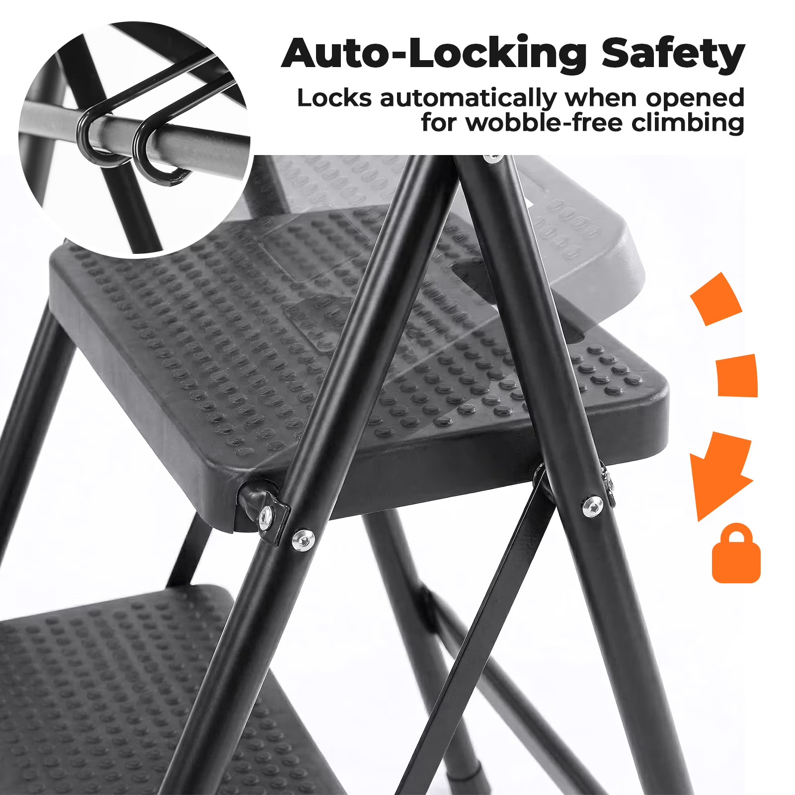 Alvantor 3-Step Folding Ladder 300lbs Anti-Slip Step Stool