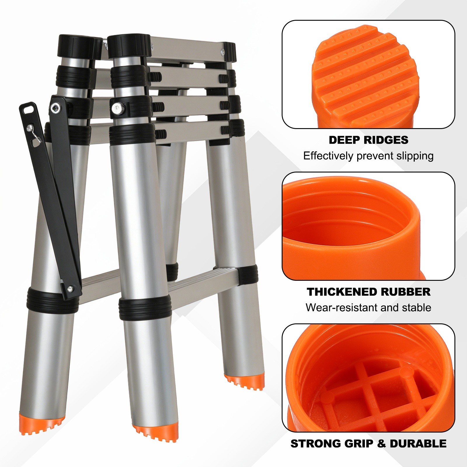 Ladder Non Slip Feet Mat (39mm ID) (2Pcs), Rubber Round Step Ladder Foot, Orange