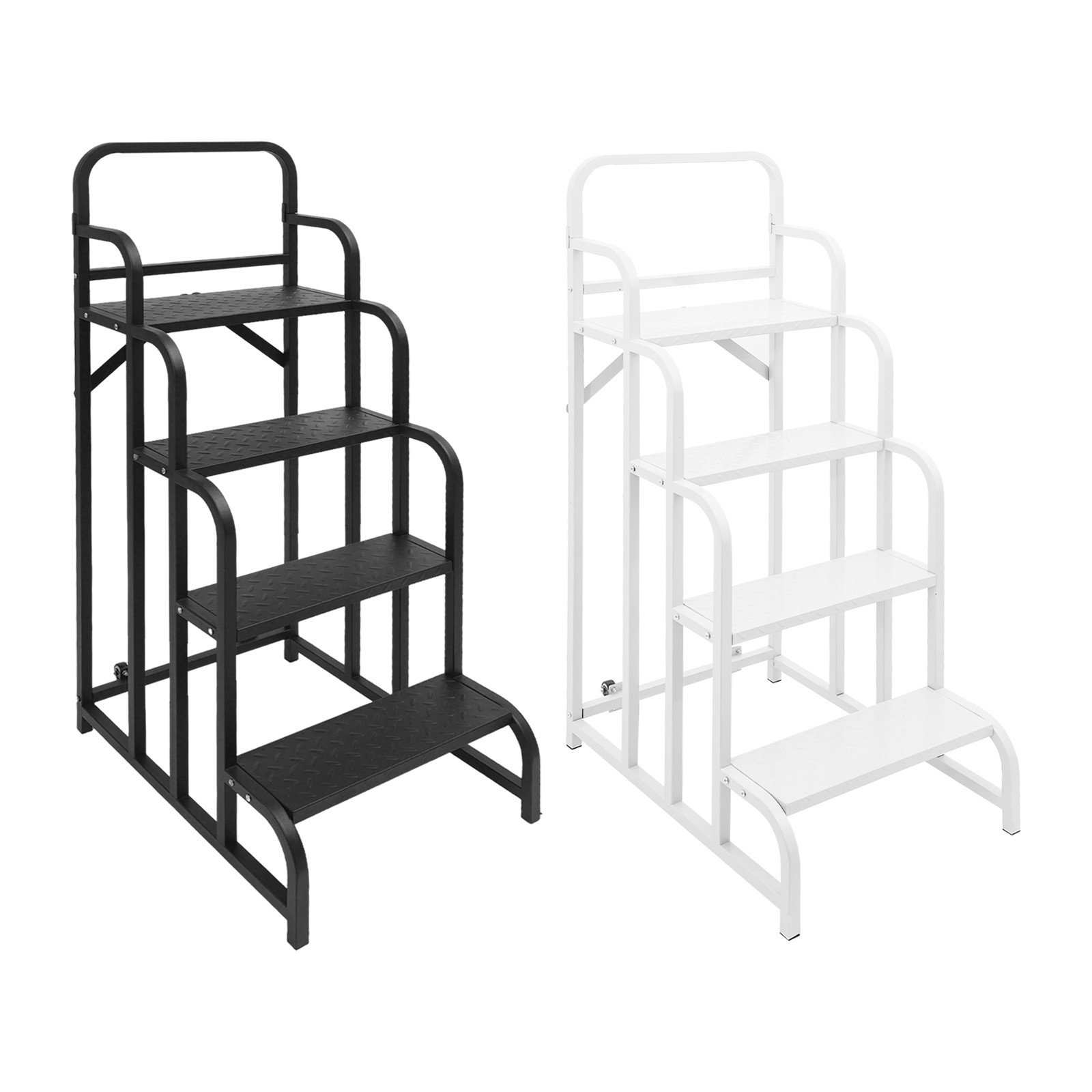Industrial & Warehouse 4-Step Stair Carbon Steel Rolling Stair W/ 2 Wheels NEW