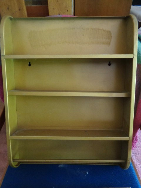 3-Tier Shelf Gold metal w/towel rack Garage or bathroom 22 X 16 1/4 “