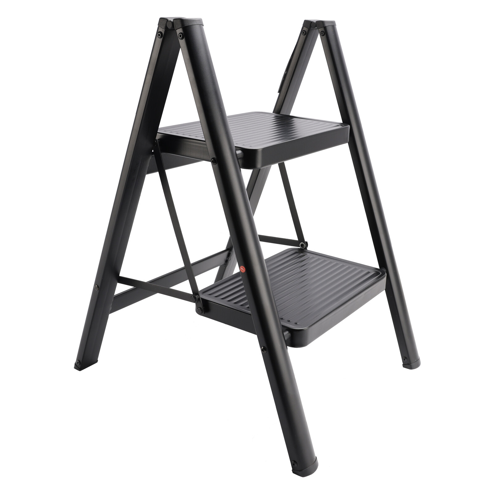 Stepladder, 2 Tiers, Foldable, Aluminum, Wide, Lightweight, Compact, Ladder,