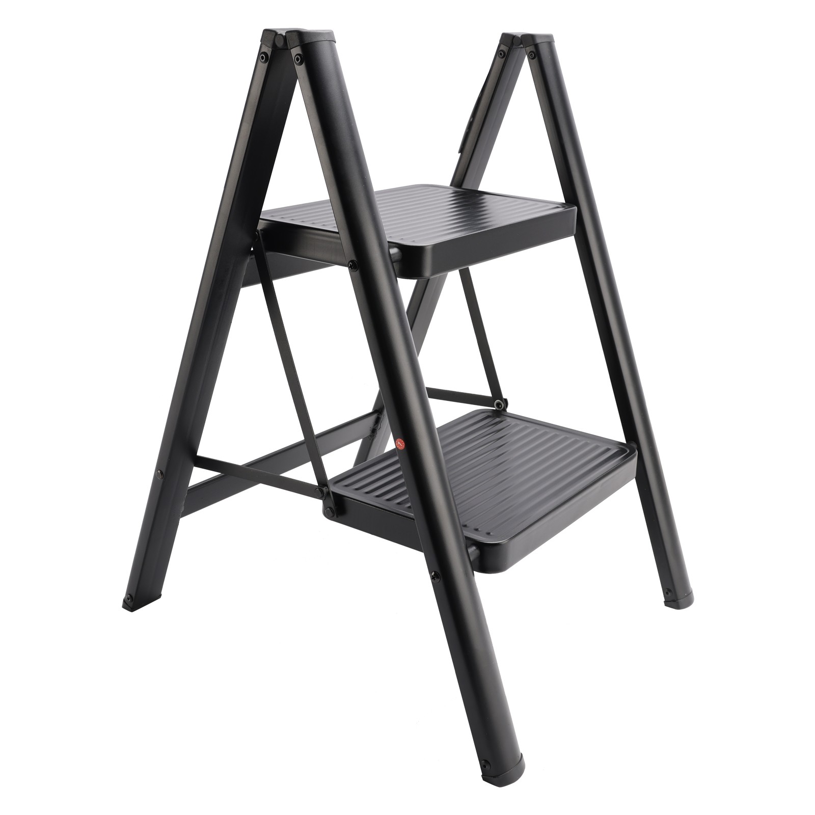 Stepladder, 2 Tiers, Foldable, Aluminum, Wide, Lightweight, Compact, Ladder.