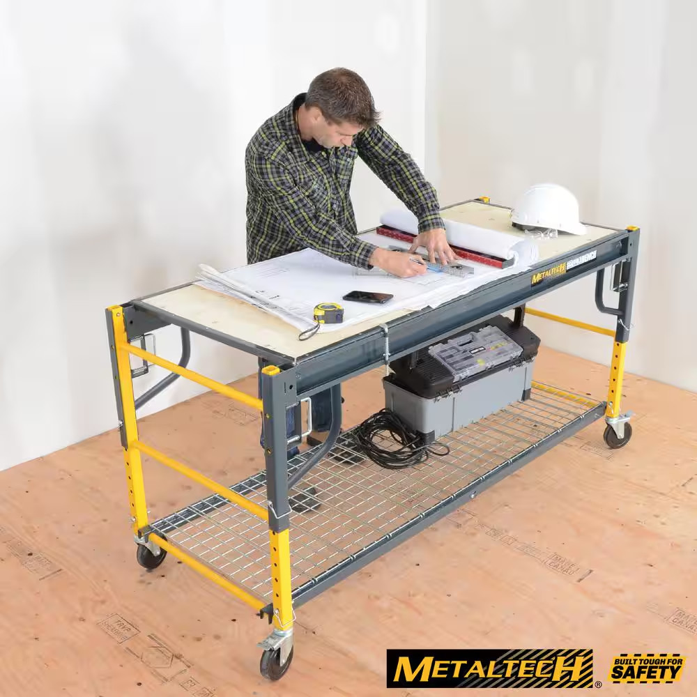 3.3 Ft. X 6.23 Ft. X 2.48 Ft. 1 Story Steel Baker Rolling Workbench Scaffold, 11