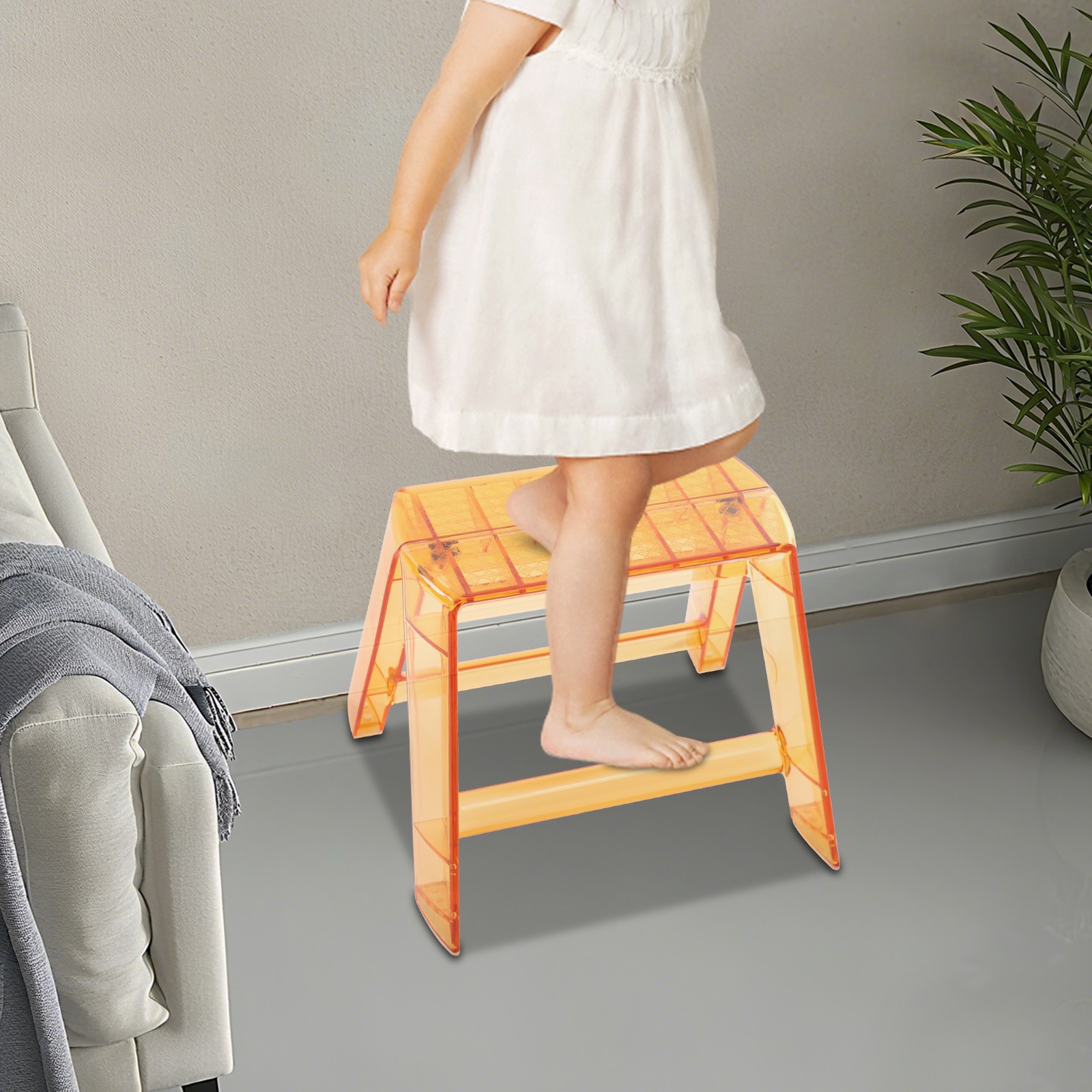 Protable Step Ladder Step Stool for Adults Clear Stool for Indoor Outdoor