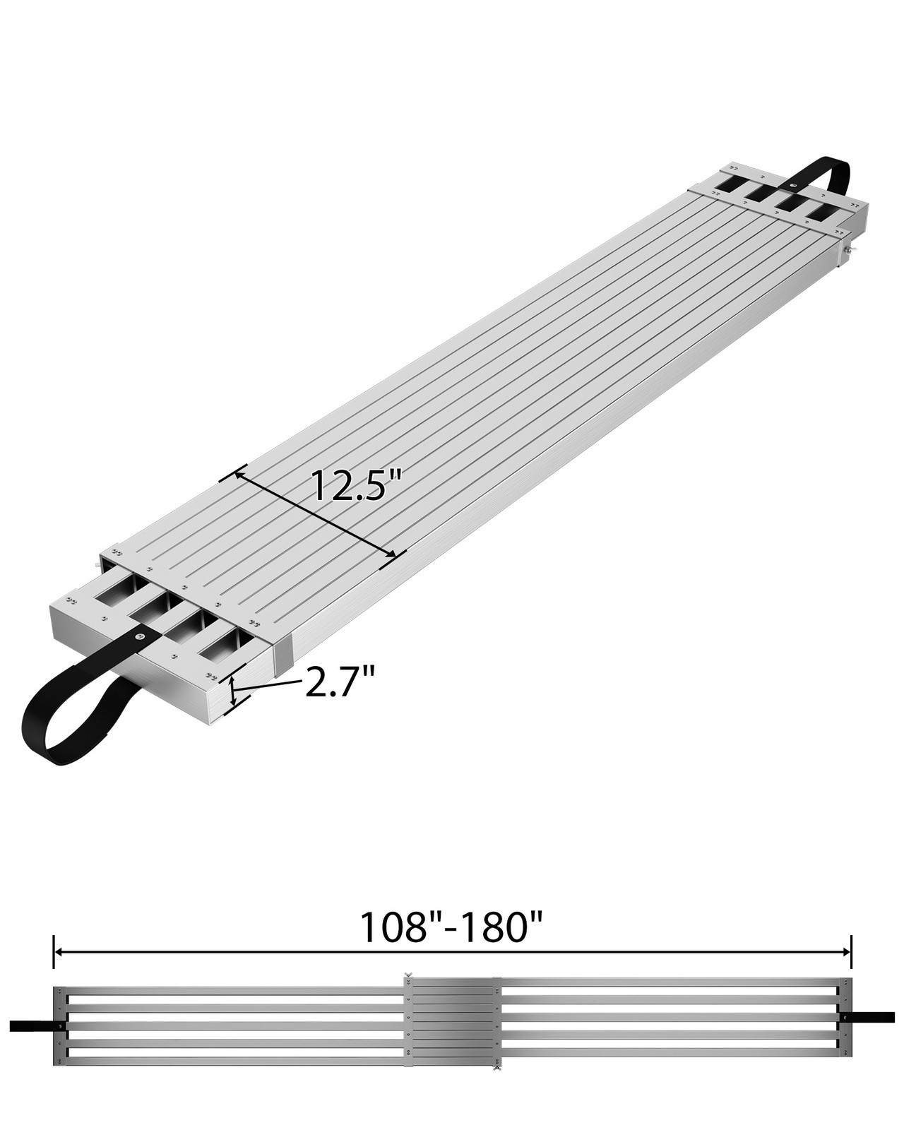 8-13ft/9-15ft Adjustable Aluminum Extension Plank 440lb Capacity Scaffold Ladder
