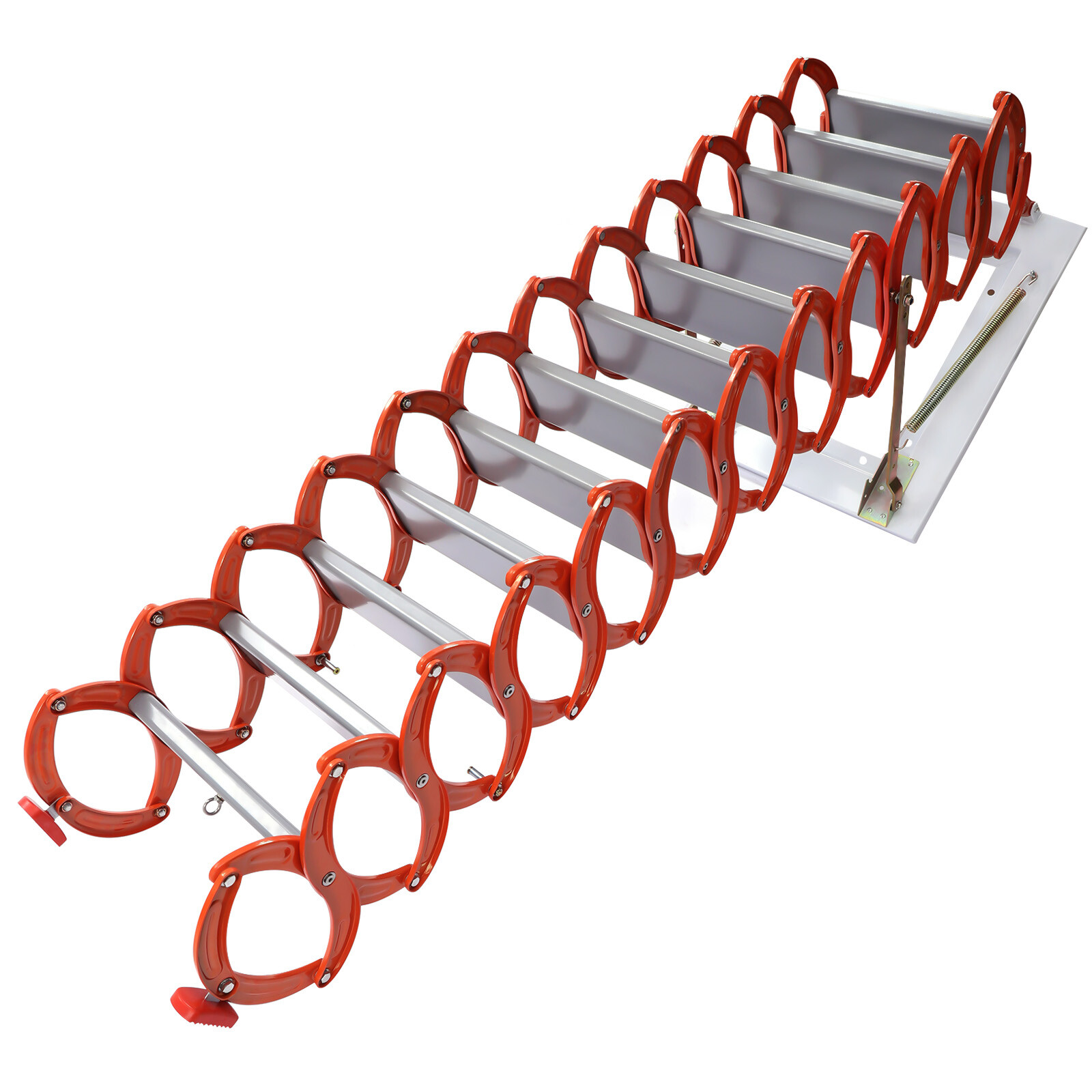 Attic Ladder Pull Down System, 12 Steps Aluminum Magnesium Alloy Attic Stairs