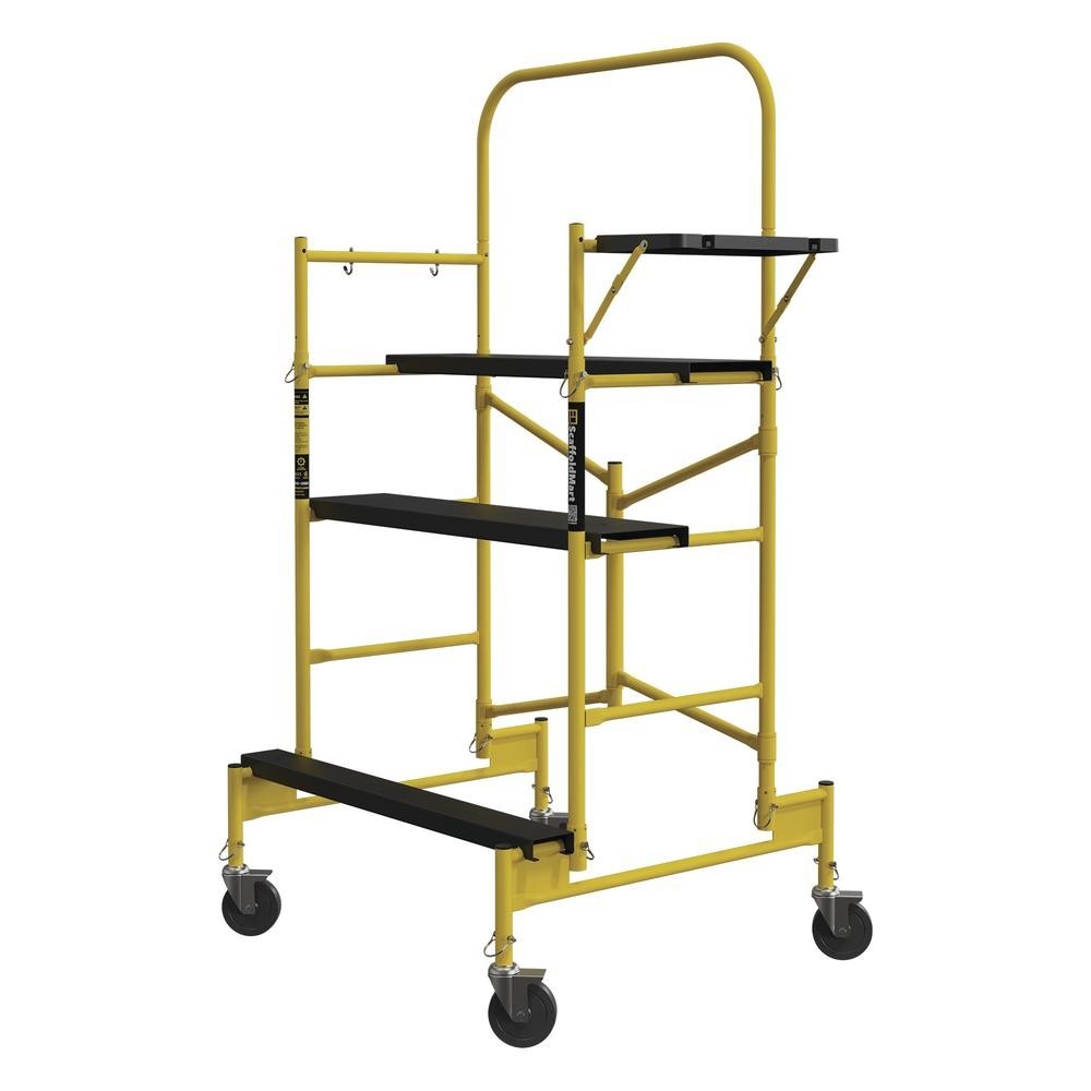 5′ Steel Utility Scaffolding Telescoping Handrail Tool Shelf 900lb Capacity