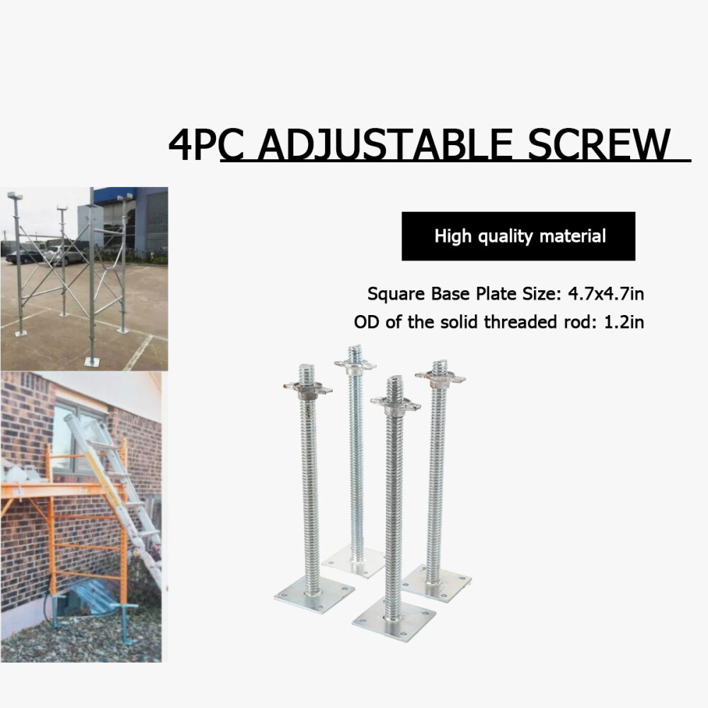 Adjustable Leveling Jacks 18″ Scaffolding Solid Screw Jack with Base Plate 4Pcs