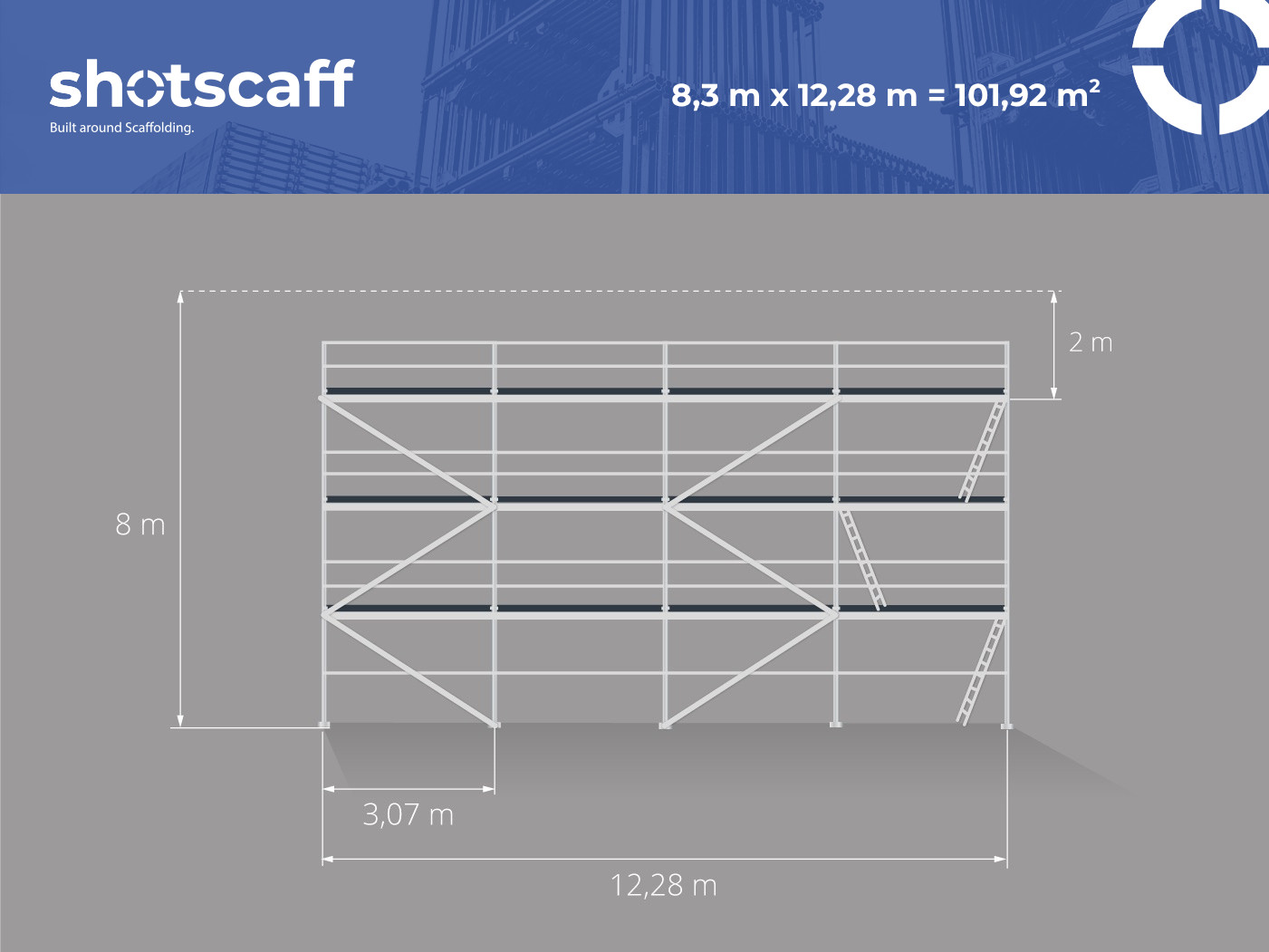 Scaffolding facade system steel 8 x 12.28 100 m2 SCAFF73 free shipping nation…