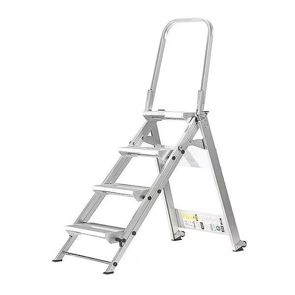 Folding Step, 4 Steps, 375 lb Load Capacity, 58 in Overall Height, Aluminum,