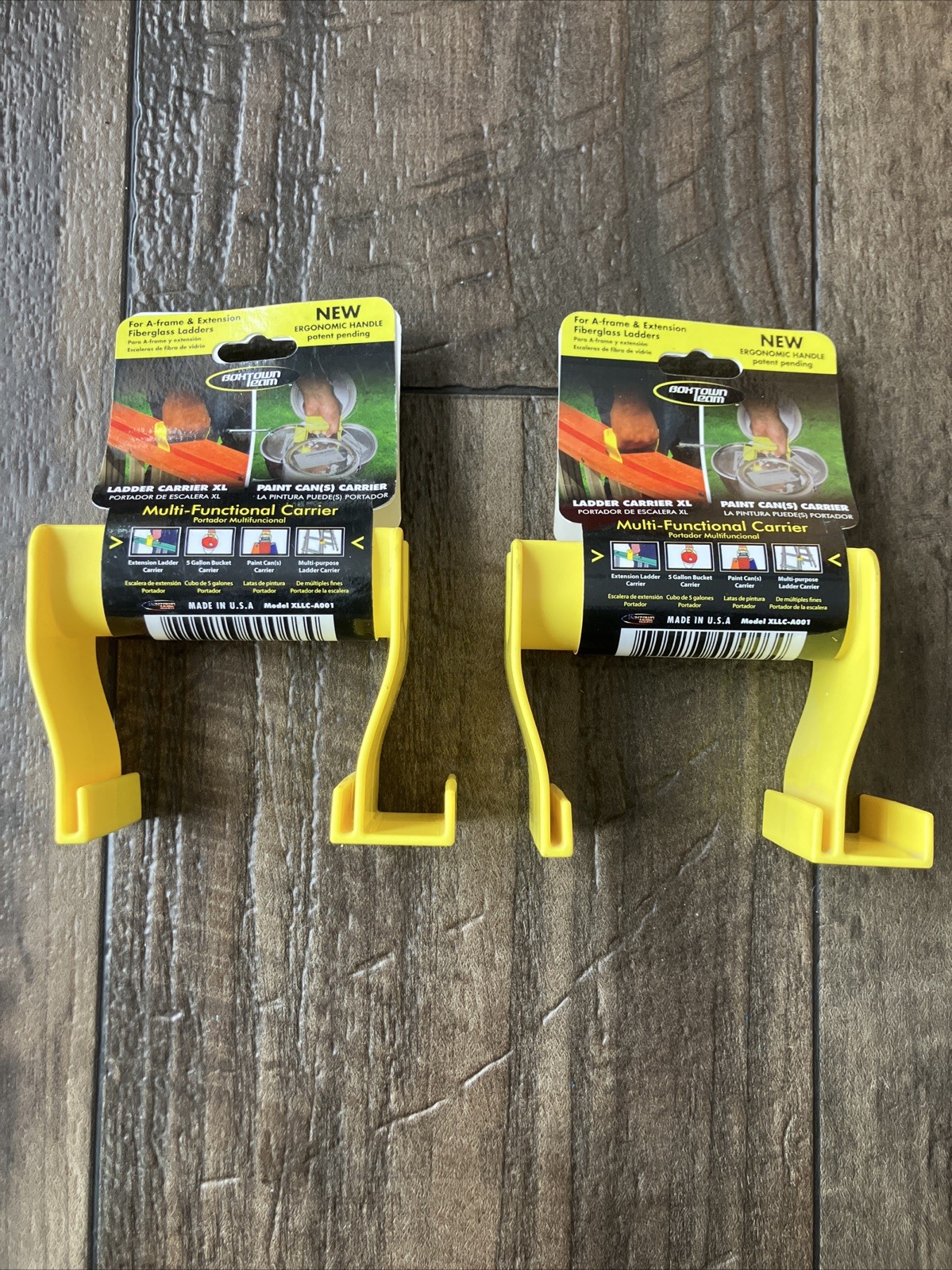 Lot Of 2 Boxtown Team XL Carrier Plastic Yellow Multi-Functional Ladder Carrier