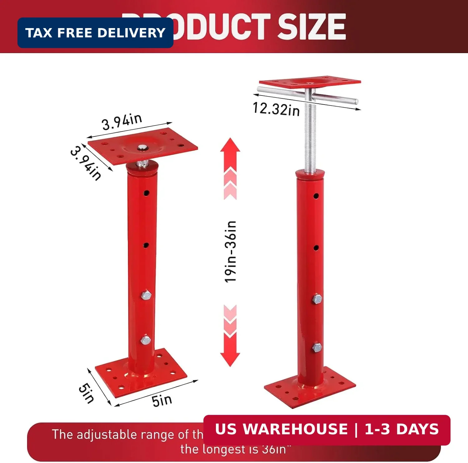 4 Pack House Jacks for Leveling 19”-36”Adjustable Support Jack | 17636LBS Max