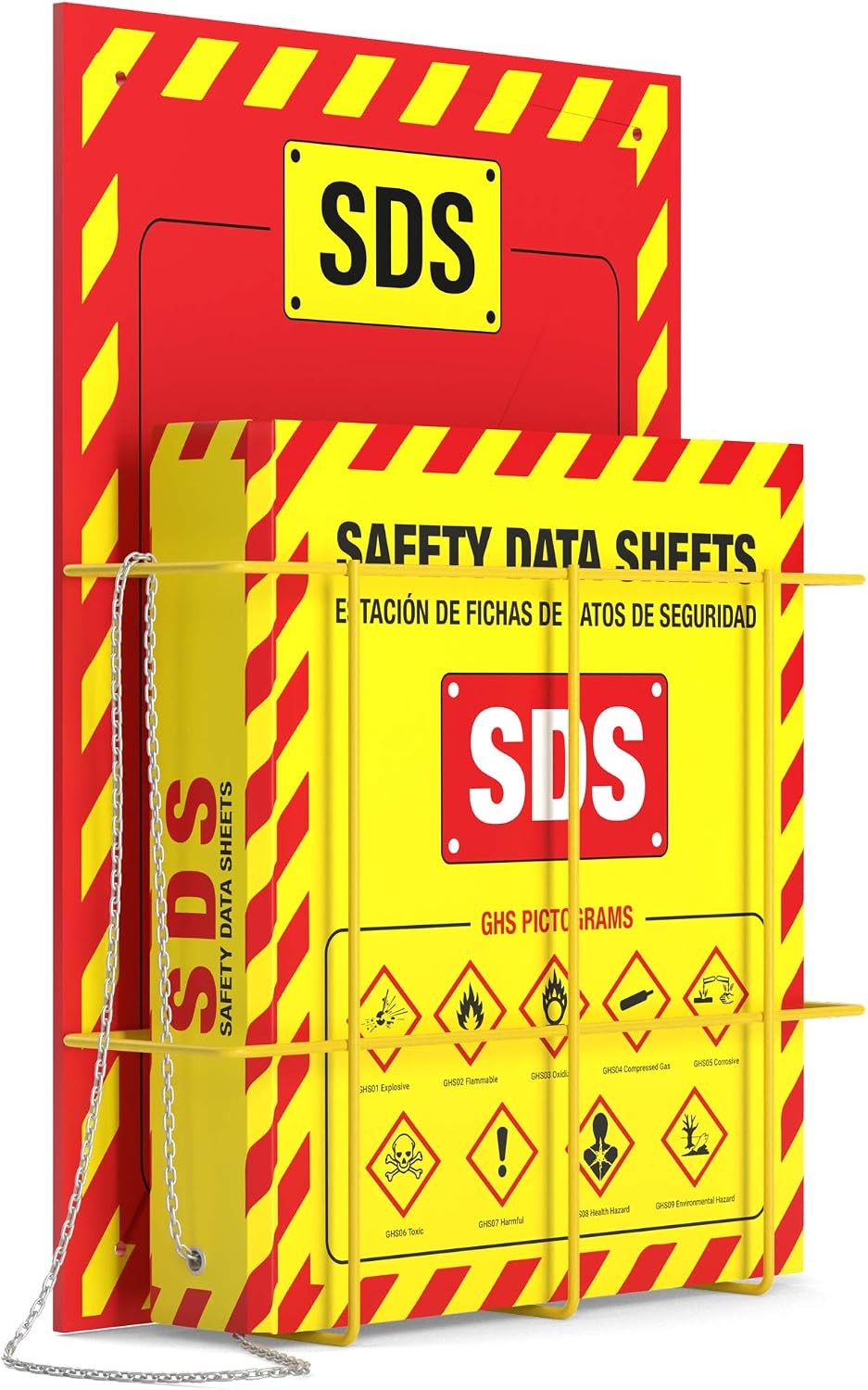 SDS Wall Station w/ 3″ Binder & Rack, OSHA/GHS, Bilingual