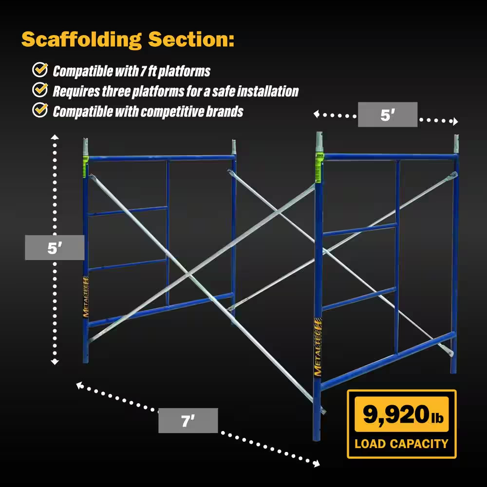 Saferstack Scaffold Section, 1-Story Scaffolding Frame Set with Galvanized Cross