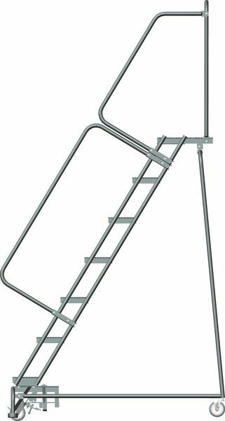 NEW! Ballymore 103 in H Steel Rolling Ladder, 7 Steps, 450 lb Load Cap!!